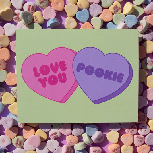 Love You Pookie Conversation Hearts Card