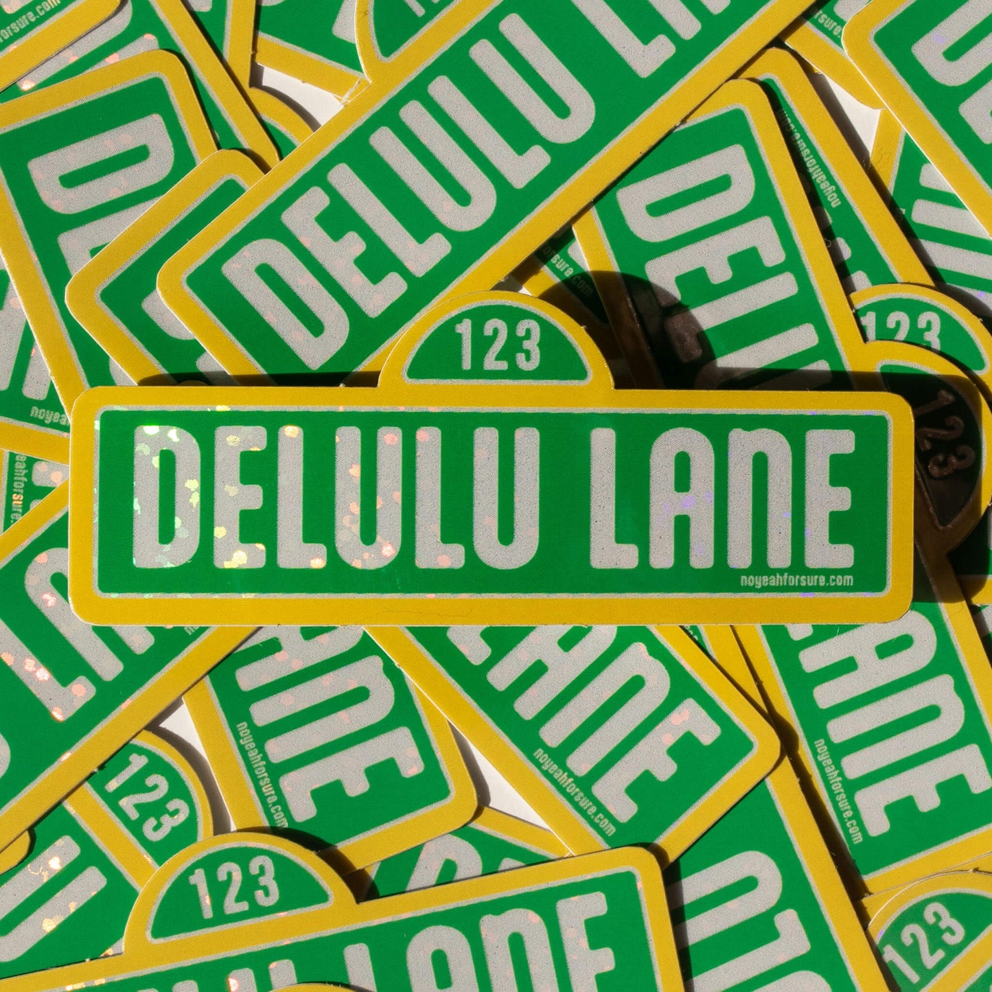 Delulu Lane Glitter Sticker