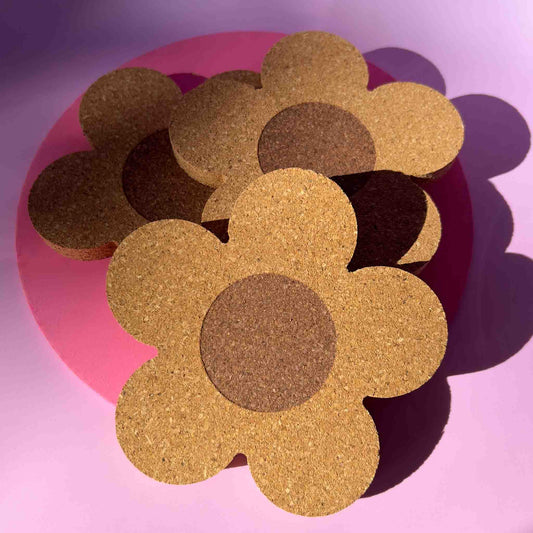 daisy flower cork coasters