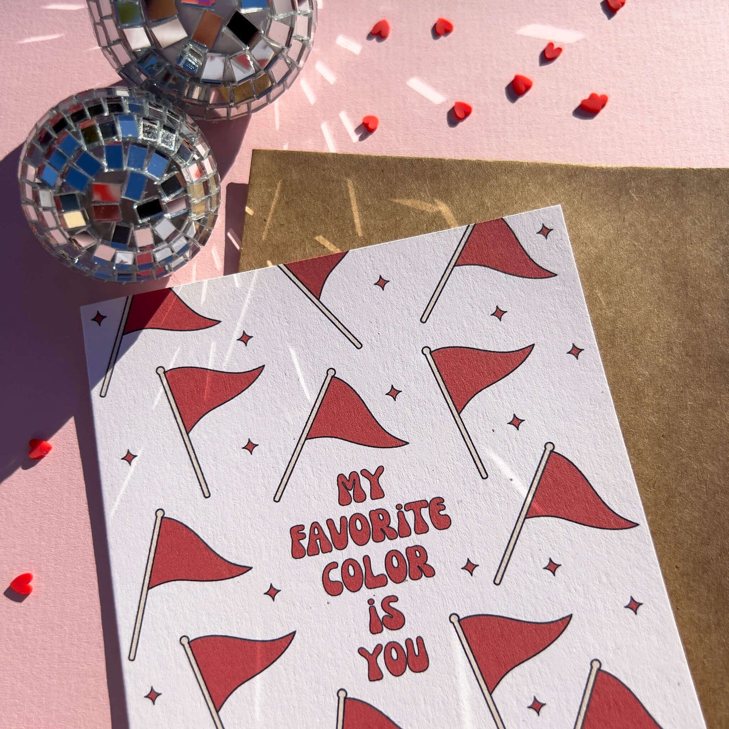funny red flags valentine's day greeting card