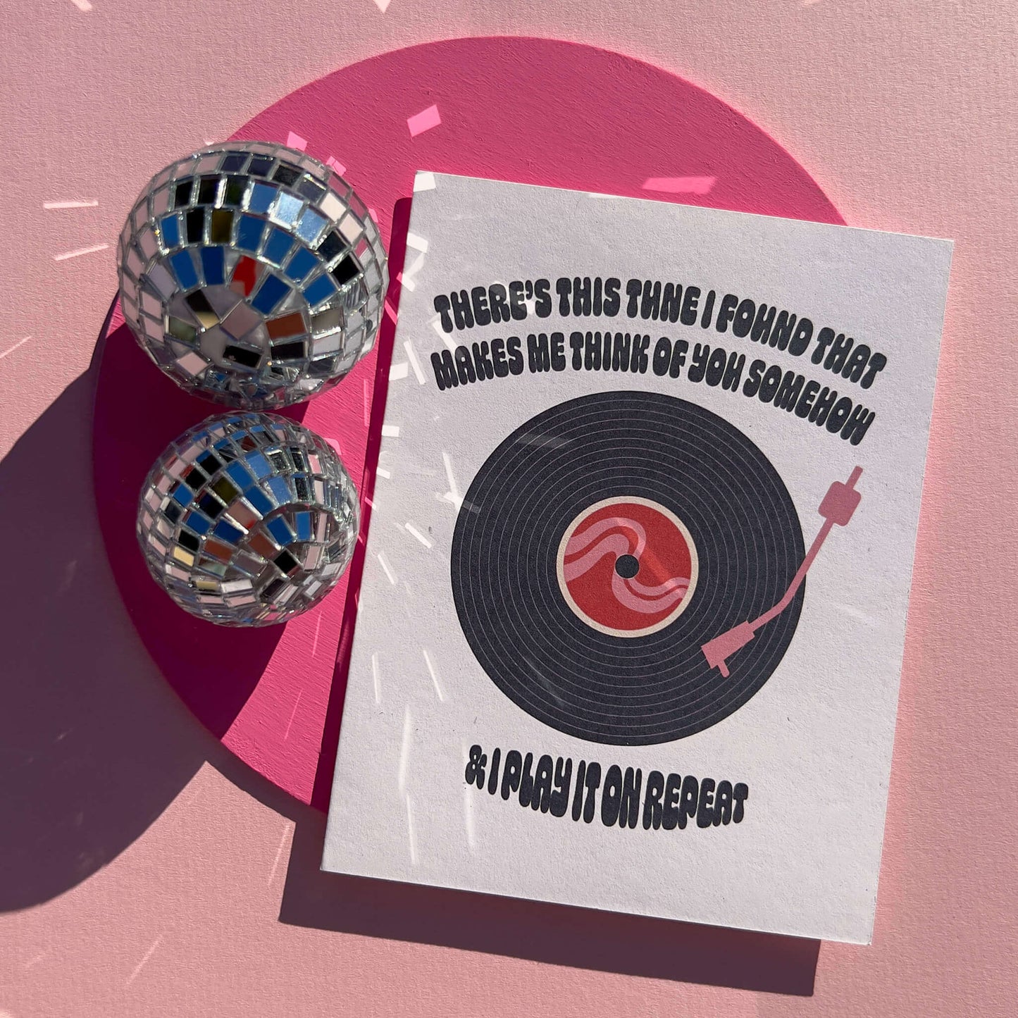 vinyl record greeting card with arctic monkeys lyric