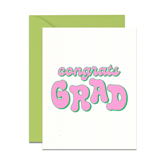 congrats grad greeting card with bright green envelope