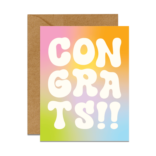 rainbow gradient congrats card with envelope