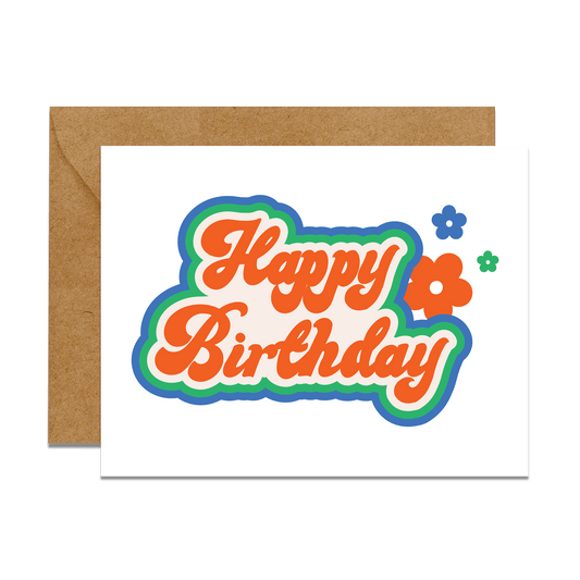 Retro Daisies Birthday Card