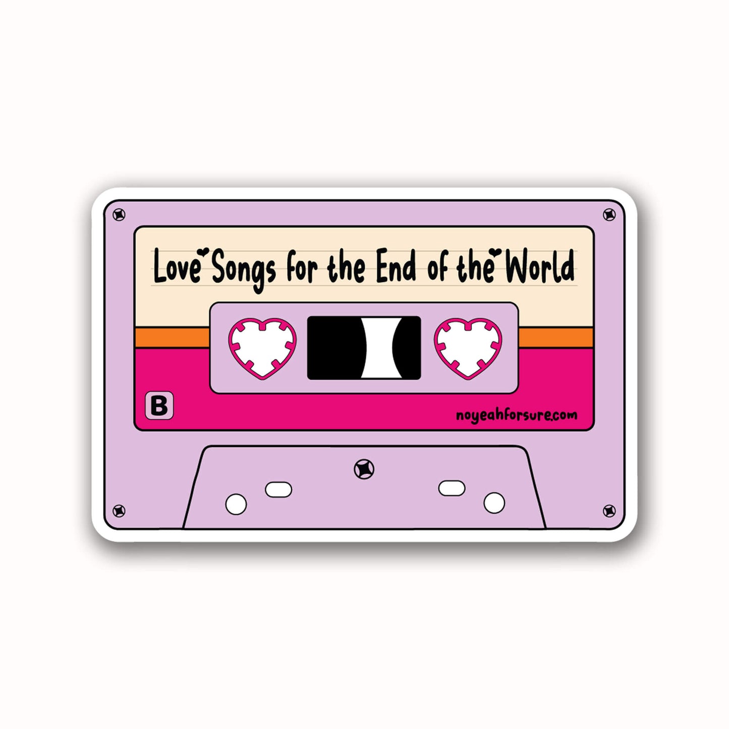 lilac cassette tape die cut sticker