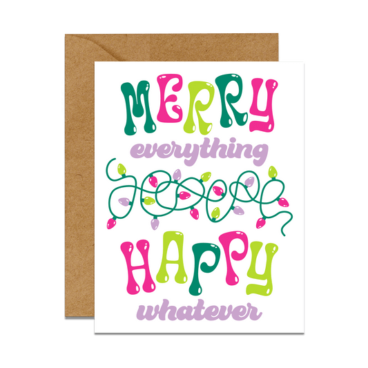 merry everything happy whatever tangled christmas lights greeting card with brown envelopemerry everything happy whatever tangled christmas lights greeting card with brown envelope