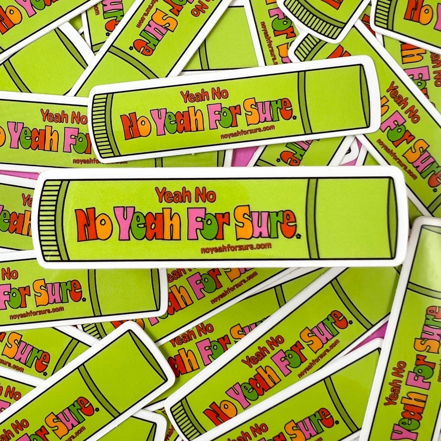 stack of lime green lip gloss die cut stickers