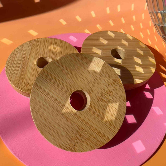 bamboo lids with straw hole
