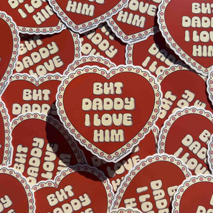 but daddy i love him heart doily sticker