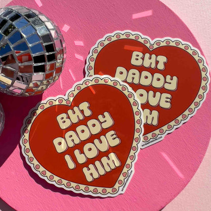 but daddy i love him heart doily sticker