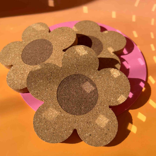 daisy flower cork coasters