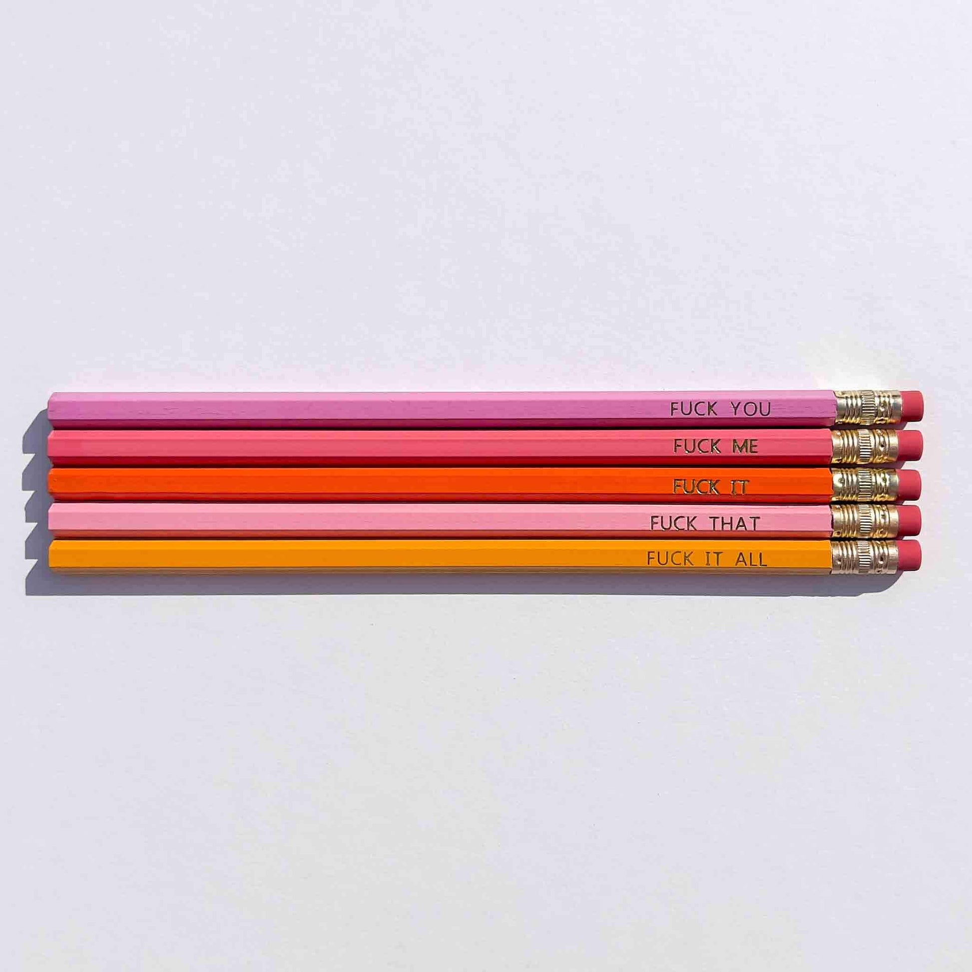 Fuck It All Pencil Set | Pinks + Orange