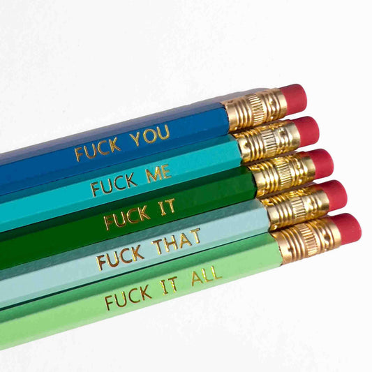 funny swear words foil stamped pencil set