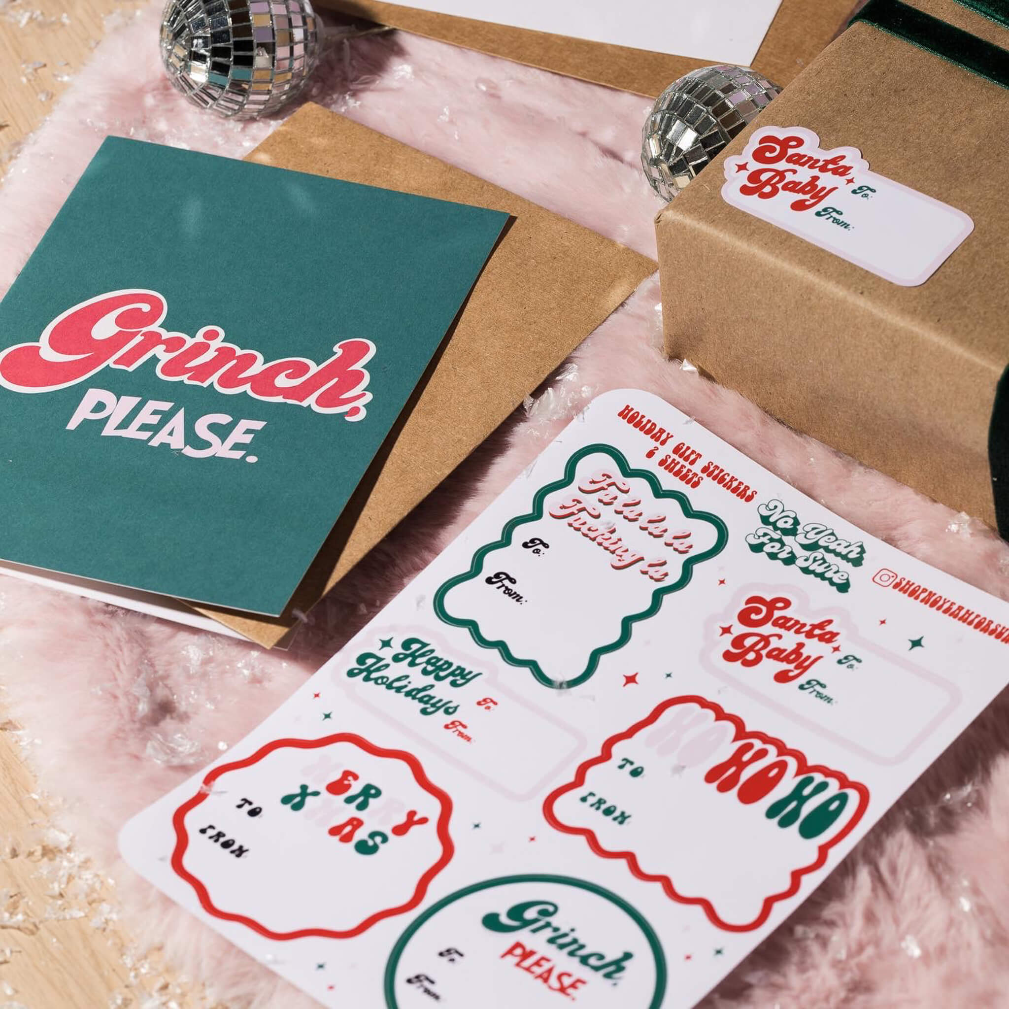 Gnome Kraft Christmas Gift Tag Stickers - 25 Per Roll - InStockLabels.com