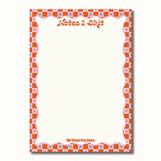 pink orange and lilac retro daisy notes and shit notepad