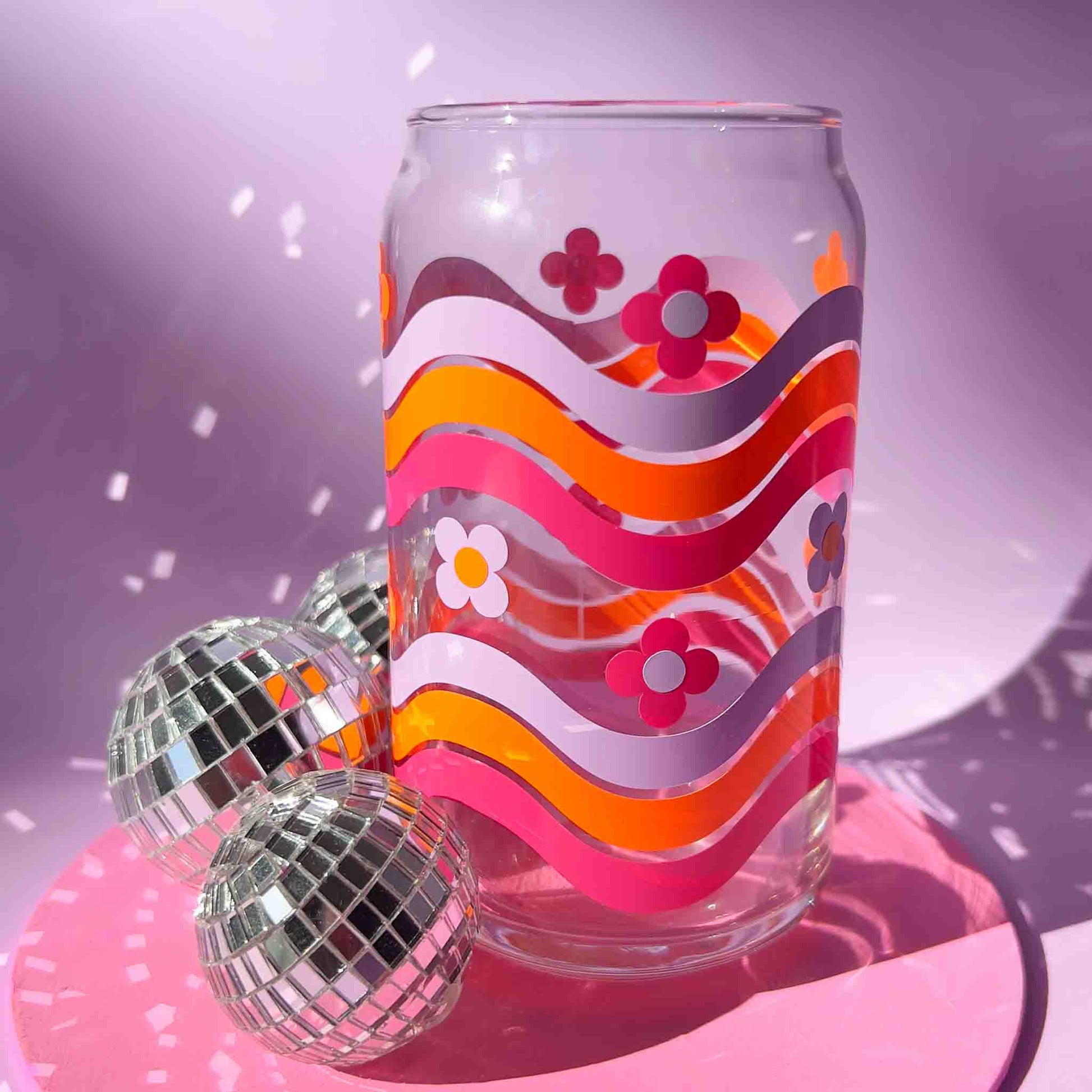 Wavy Lines Can Glass Cup