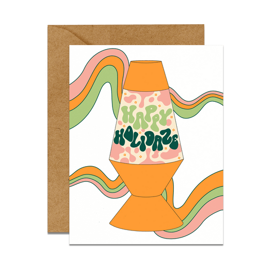 happy holidaze lava lamp greeting card with kraft envelope