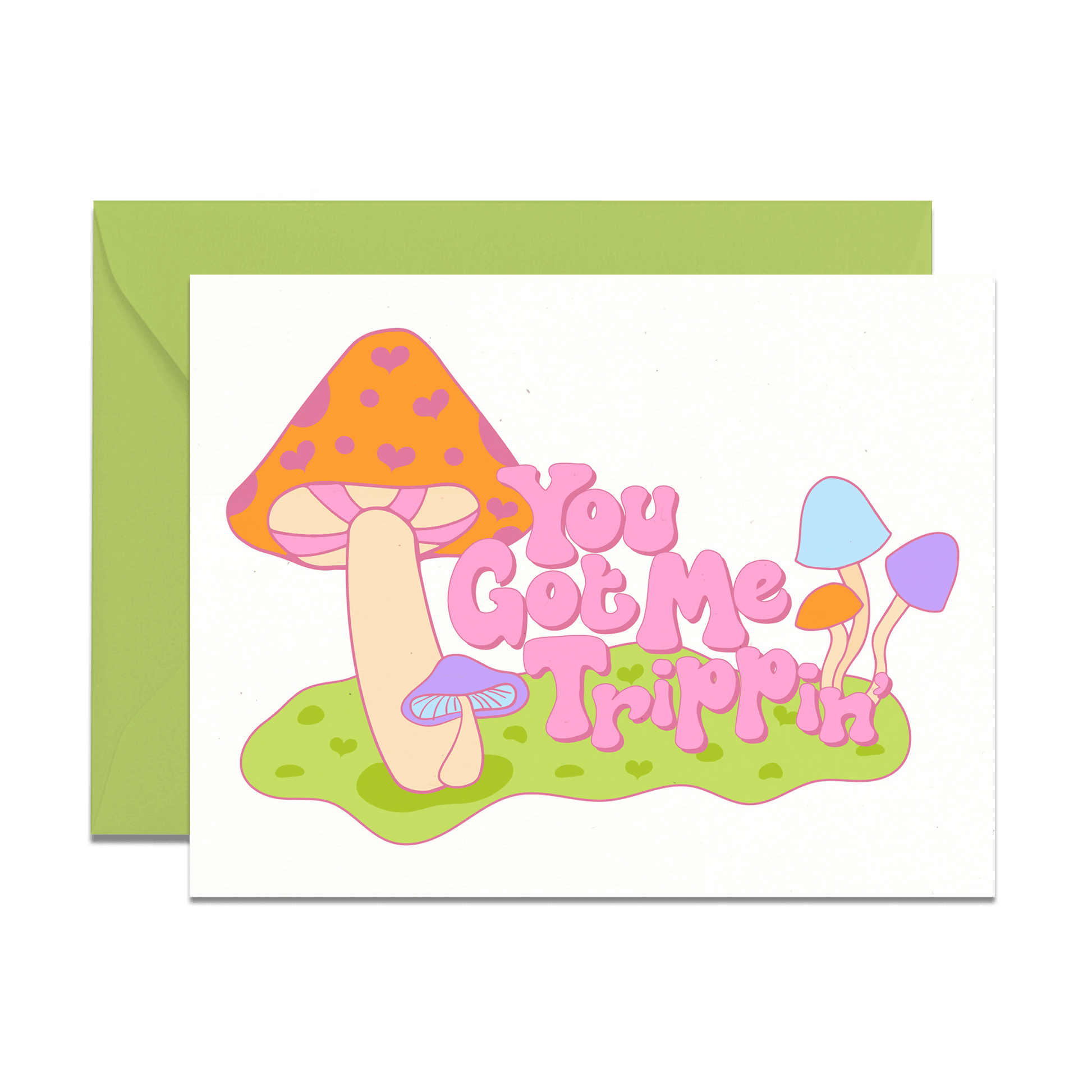 psychedelic heart mushroom you got me trippin greeting card